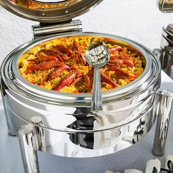 Restaurantware Met Lux 6 Qt Round Stainless Steel Chafer Body - Induction Ready With Glass Viewing Window - 1 Count Box