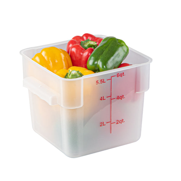 Restaurantware Met Lux 6 Qt Square Translucent Plastic Food Storage Container - With Red Volume Markers - 9" X 9" X 7 1/2" - 10 Count Box