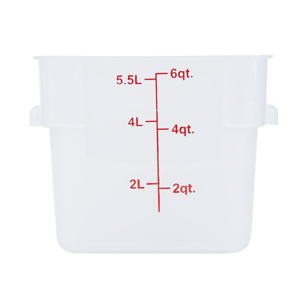 Restaurantware Met Lux 6 Qt Square Translucent Plastic Food Storage Container - With Red Volume Markers - 9" X 9" X 7 1/2" - 10 Count Box
