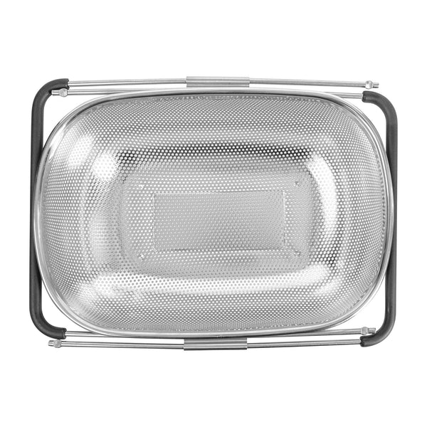 Restaurantware Met Lux 6 Qt Stainless Steel Over-The-Sink Colander - Expandable Handles Coarse Mesh - 14 1/2" X 10 1/2" X 4 1/2" - 1 Count Box
