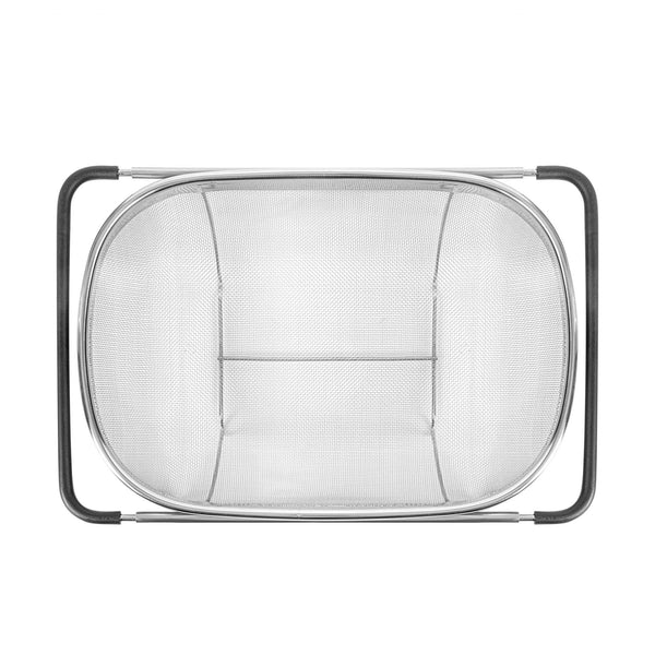 Restaurantware Met Lux 6 Qt Stainless Steel Over-The-Sink Colander - Expandable Handles Extra Fine Mesh - 14 1/4" X 9 3/4" X 4 1/4" - 1 Count Box
