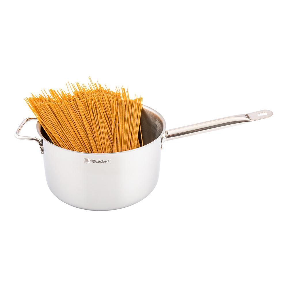 restaurantware Met Lux 6 qt Stainless Steel Sauce Pan - Induction Ready Dual Handle - 1 count box