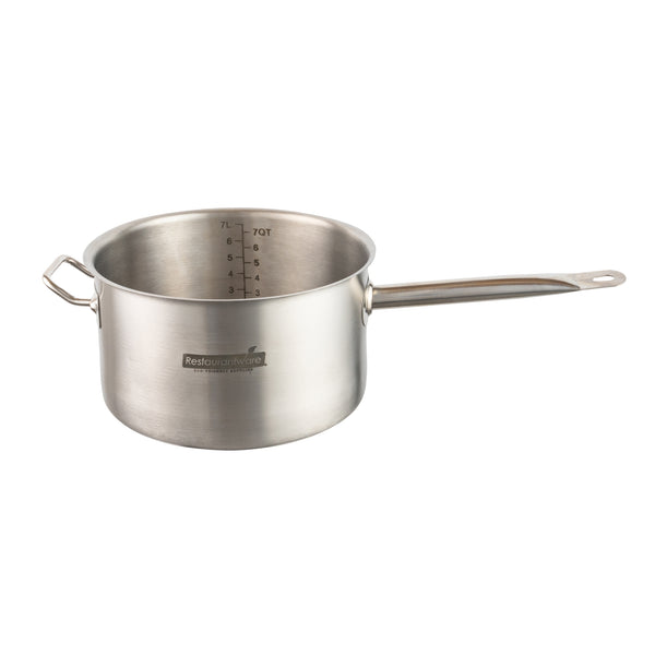 Restaurantware Met Lux 7.5 Qt Stainless Steel Sauce Pan - Induction Ready Dual Handle - 1 Count Box