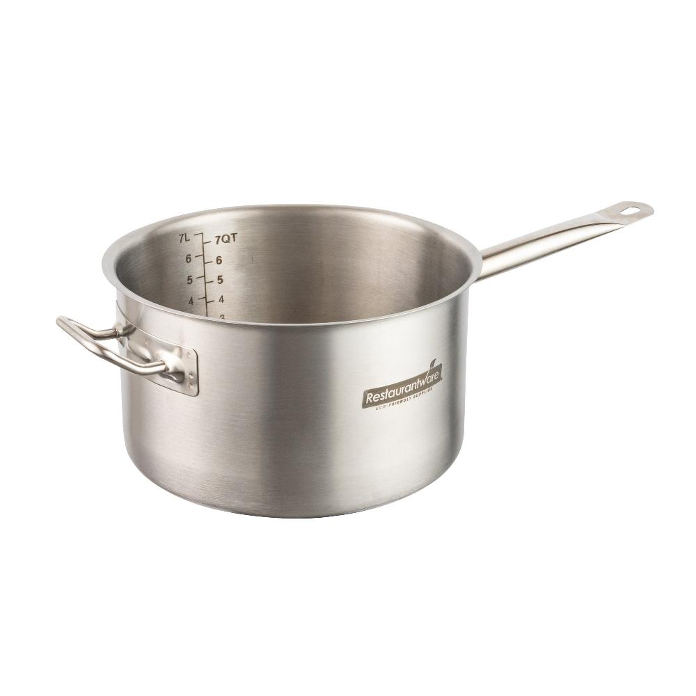 restaurantware Met Lux 7.5 qt Stainless Steel Sauce Pan - Induction Ready Dual Handle - 1 count box