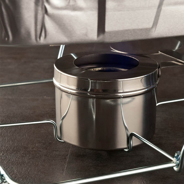 Restaurantware Met Lux 8 Oz Stainless Steel Chafer Fuel Holder - With Cover Mirrored Finish - 6 1/2" X 3 1/2" X 2 1/2" - 1 Count Box