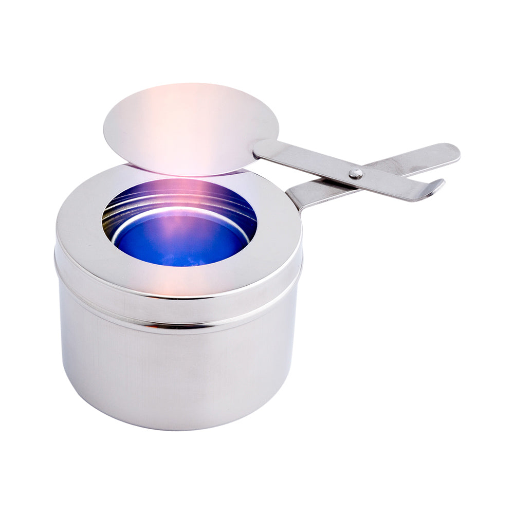 restaurantware Met Lux 8 oz Stainless Steel Chafer Fuel Holder - with Cover Mirrored Finish - 6 1/2" x 3 1/2" x 2 1/2" - 1 count box