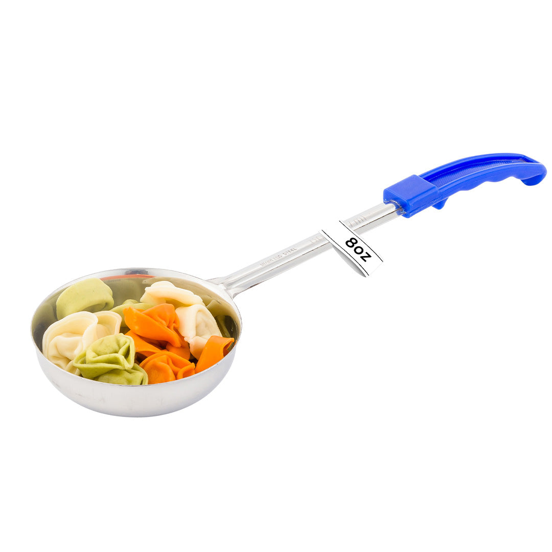 restaurantware Met Lux 8 oz Stainless Steel Spoodle - Perforated with Blue Handle - 1 count box