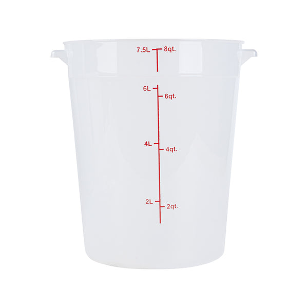 Restaurantware Met Lux 8 Qt Round Translucent Plastic Food Storage Container - With Red Volume Markers - 8 3/4" X 8 3/4" X 10 3/4" - 10 Count Box