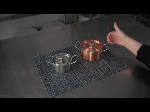 Restaurantware Met Lux 9 Oz Copper Stainless Steel Small Individual Casserole Pot - With Lid - 5 3/4" X 3 1/2" X 2 1/2" - 1 Count Box