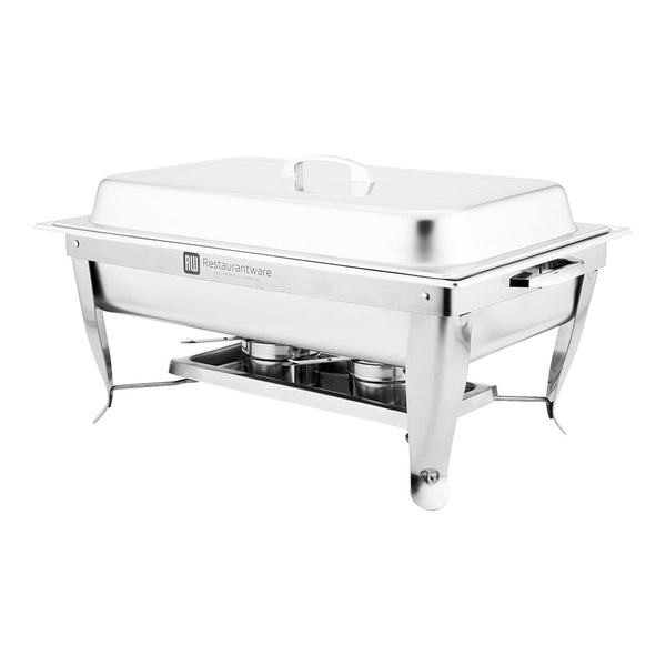 Restaurantware Met Lux 9 Qt Rectangle Stainless Steel Full Size Chafer Set - Folding - 1 Count Box