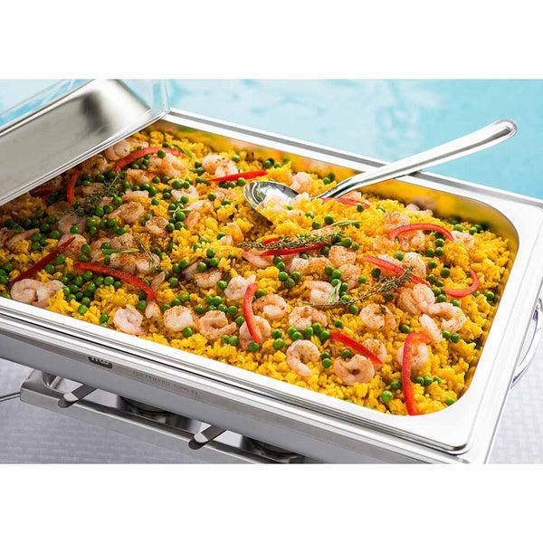 Restaurantware Met Lux 9 Qt Rectangle Stainless Steel Full Size Chafer Set - Folding - 1 Count Box