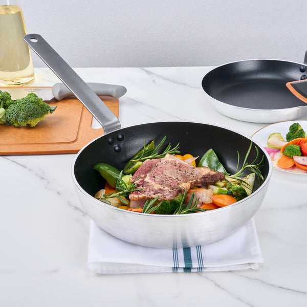 Restaurantware Met Lux Aluminum 11" Deep Fry Pan - Non-Stick Induction Ready Heavy Duty - 6 Count Box