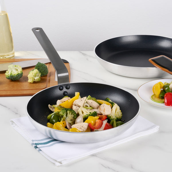 Restaurantware Met Lux Aluminum 11" Fry Pan - Non-Stick Induction Ready Heavy Duty - 6 Count Box