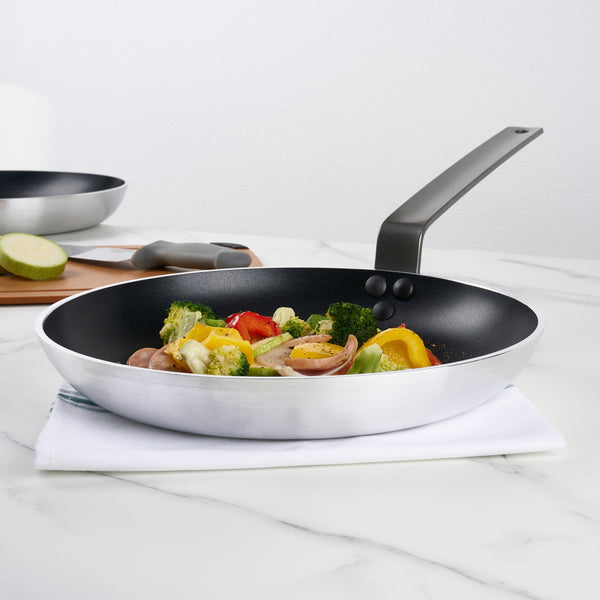 Restaurantware Met Lux Aluminum 13" Fry Pan - Non-Stick Induction Ready Heavy Duty - 6 Count Box