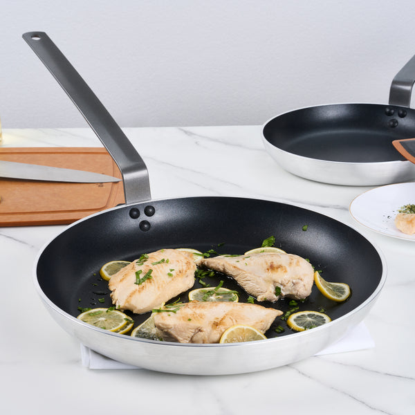 Restaurantware Met Lux Aluminum 14" Fry Pan - Non-Stick Induction Ready Heavy Duty - 6 Count Box