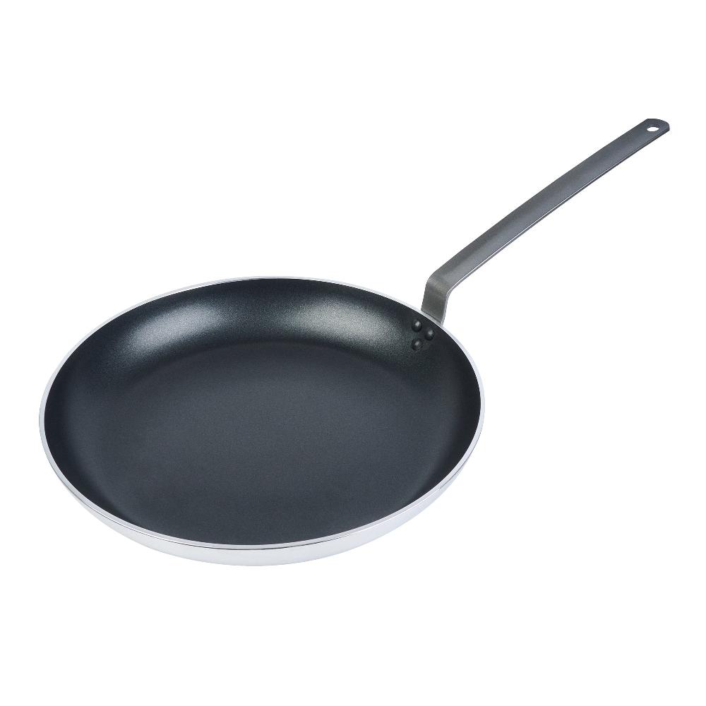 restaurantware Met Lux Aluminum 16" Fry Pan - Non-Stick Induction Ready Heavy Duty - 6 count box