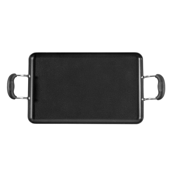 Restaurantware Met Lux Aluminum Double Burner Griddle - Non-Stick With Bakelite Handles - 16 1/2" X 10 1/2" - 10 Count Box