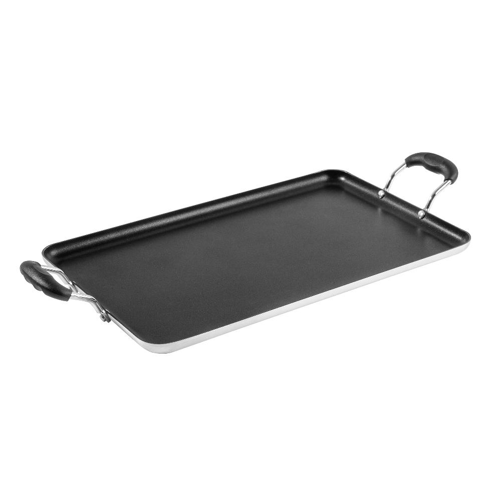 restaurantware Met Lux Aluminum Double Burner Griddle - Non-Stick with Bakelite Handles - 19" x 11 3/4" - 10 count box