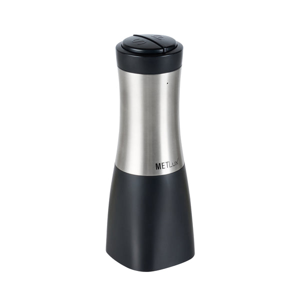 Restaurantware Met Lux Black 2-in-1 Electric Salt And Pepper Grinder - Battery-Operated With LED Light - 2 3/4'' X 2 3/4'' X 7 3/4'' - 1 Count Box