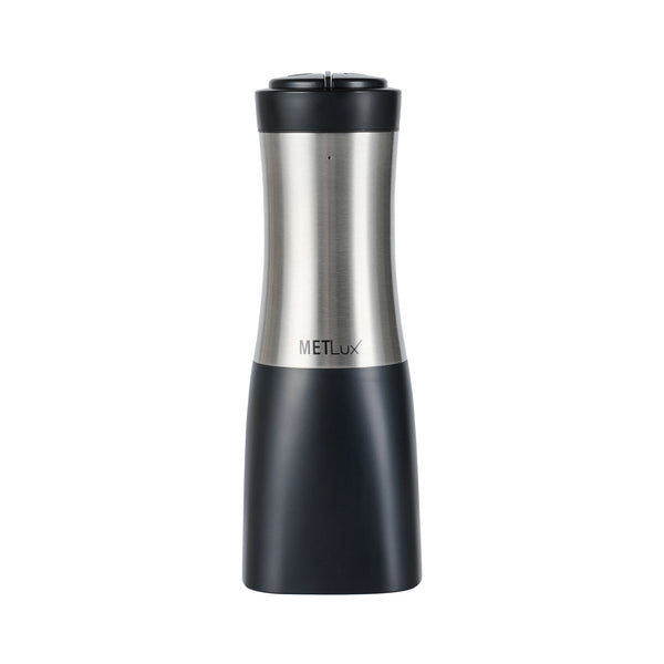 Restaurantware Met Lux Black 2-in-1 Electric Salt And Pepper Grinder - Battery-Operated With LED Light - 2 3/4'' X 2 3/4'' X 7 3/4'' - 1 Count Box