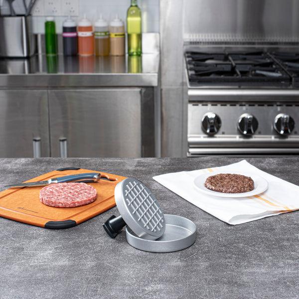 Restaurantware Met Lux Black Aluminum Burger Press - Non-Stick - 4 3/4" X 4 3/4" X 3 1/2" - 1 Count Box