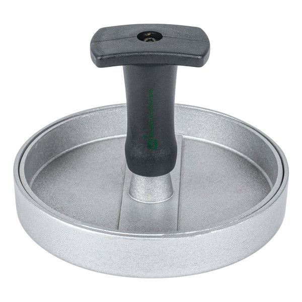 Restaurantware Met Lux Black Aluminum Burger Press - Non-Stick - 4 3/4" X 4 3/4" X 3 1/2" - 1 Count Box
