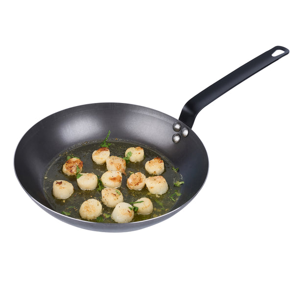 Restaurantware Met Lux Black Carbon Steel 11" Fry Pan - 6 Count Box