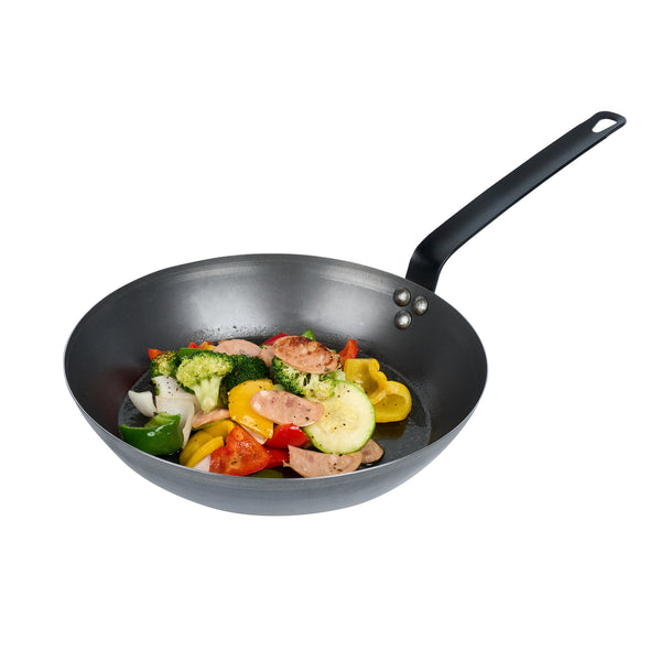 Restaurantware Met Lux Black Carbon Steel 12" Fry Pan - 6 Count Box