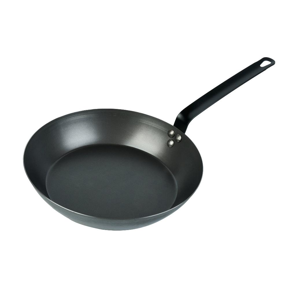 restaurantware Met Lux Black Carbon Steel 12" Fry Pan - 6 count box