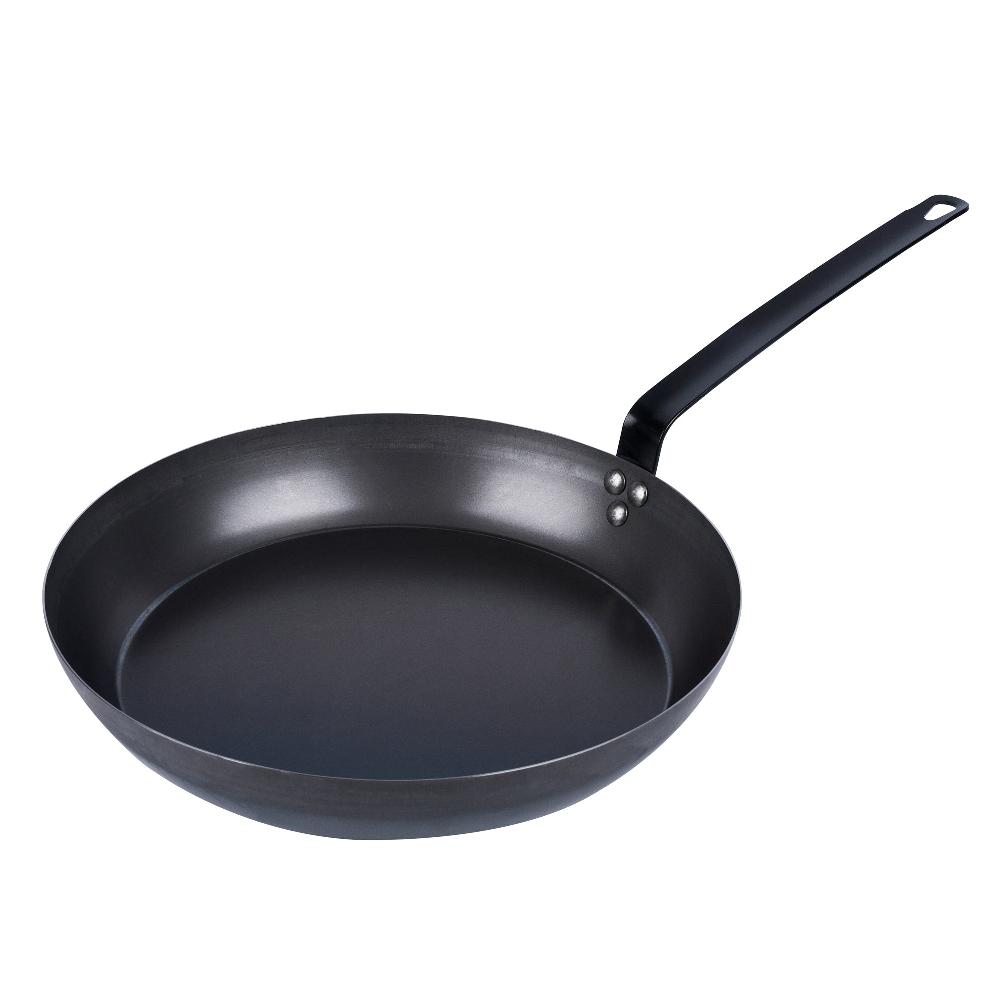 restaurantware Met Lux Black Carbon Steel 14" Fry Pan - 6 count box