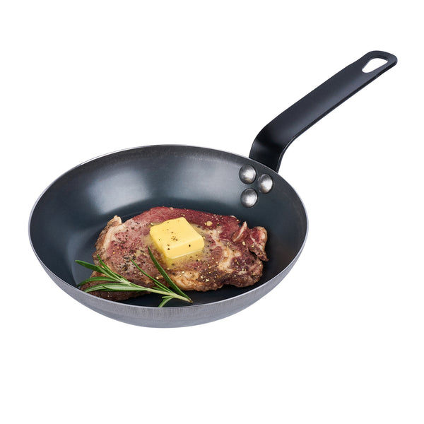 Restaurantware Met Lux Black Carbon Steel 8" Fry Pan - 6 Count Box