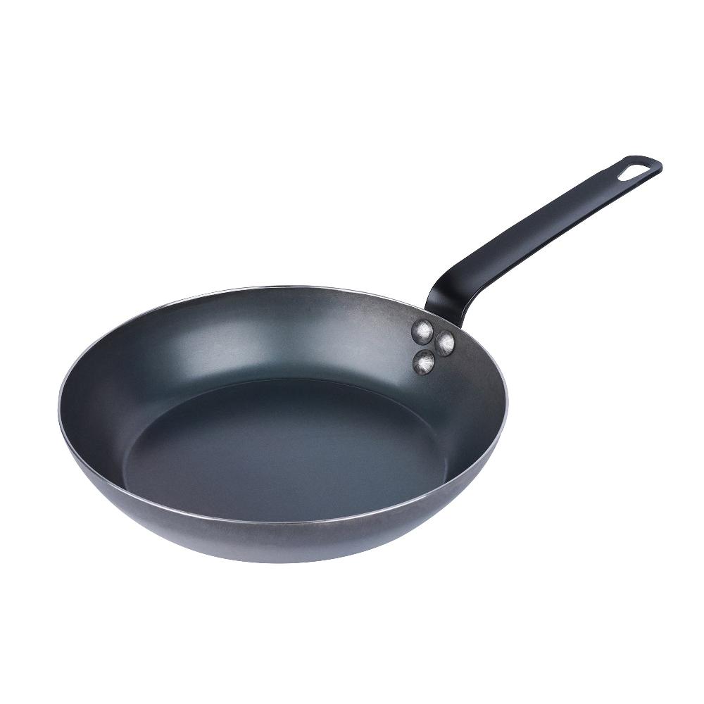restaurantware Met Lux Black Carbon Steel 9 1/2" Fry Pan - 6 count box