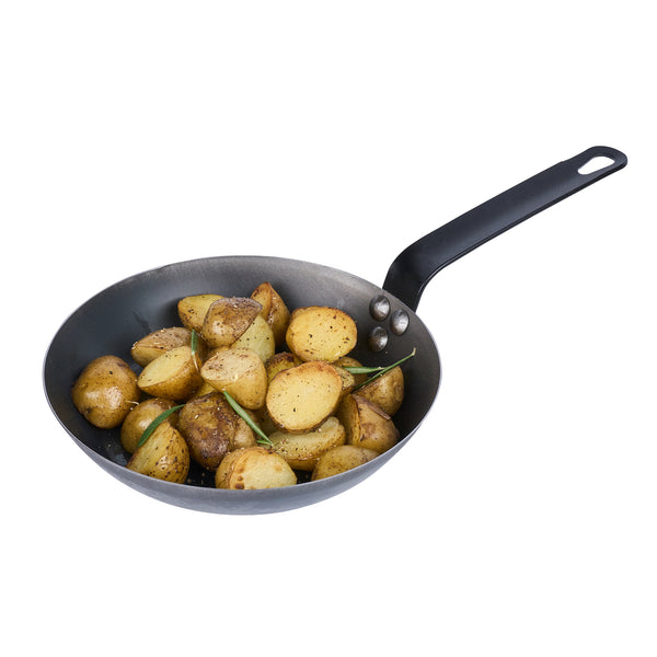 Restaurantware Met Lux Black Carbon Steel 9" Fry Pan - 6 Count Box