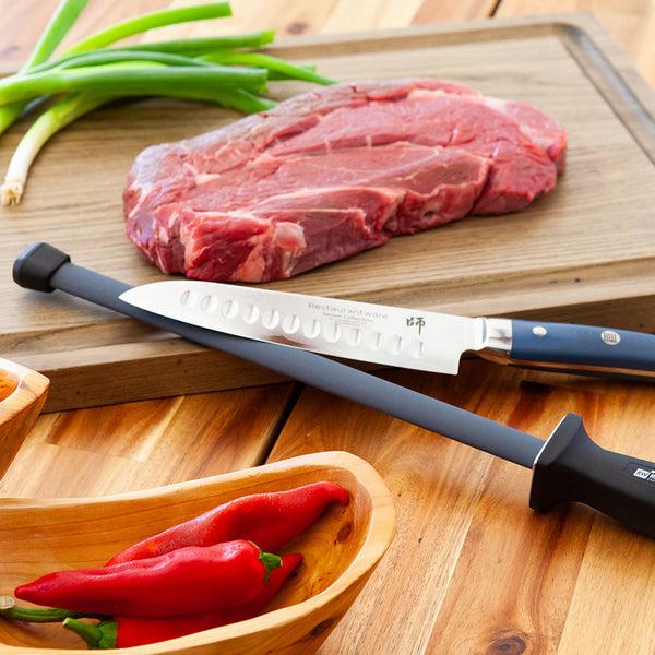 Restaurantware Met Lux Black Ceramic Sharpening / Honing Steel - 17 1/2" - 1 Count Box