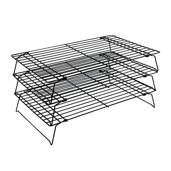 Restaurantware Met Lux Black Iron Stackable Cooling Rack Set - 3 Tier - 15 3/4" X 9 3/4" X 8 1/4" - 1 Count Box