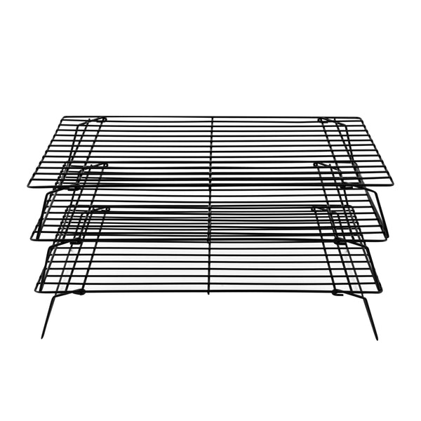 Restaurantware Met Lux Black Iron Stackable Cooling Rack Set - 3 Tier - 15 3/4" X 9 3/4" X 8 1/4" - 1 Count Box