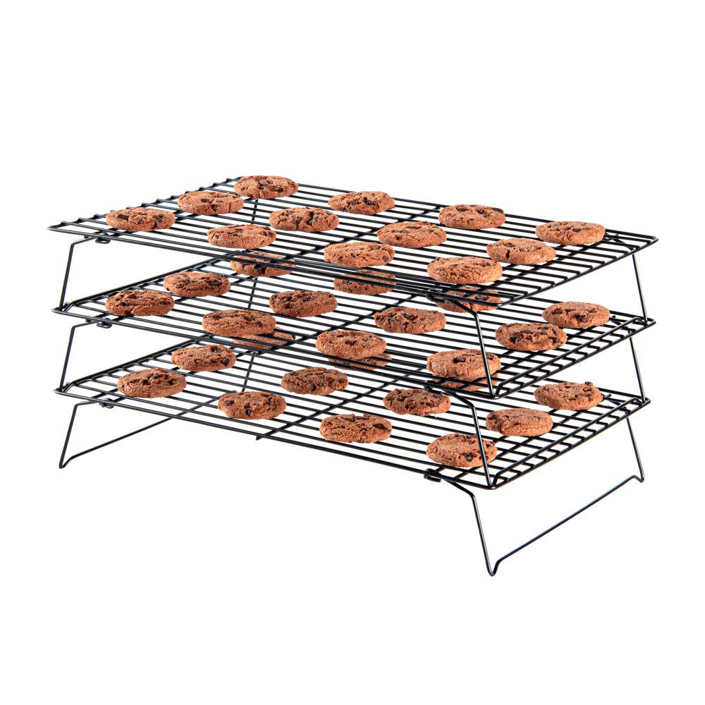 restaurantware Met Lux Black Iron Stackable Cooling Rack Set - 3 Tier - 15 3/4" x 9 3/4" x 8 1/4" - 1 count box