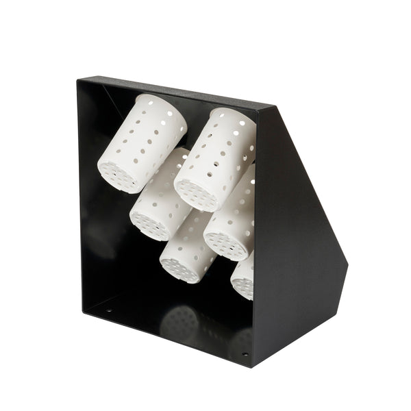 Restaurantware Met Lux Black Plastic Flatware Organizer - 6 Holes Plastic Cylinders - 1 Count Box