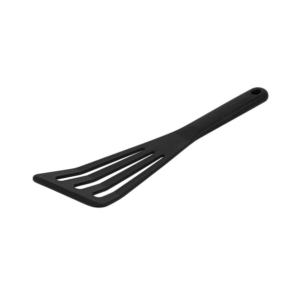 Restaurantware Met Lux Black Silicone High Temperature Slotted Turner / Spatula - 12 1/4" - 1 Count Box