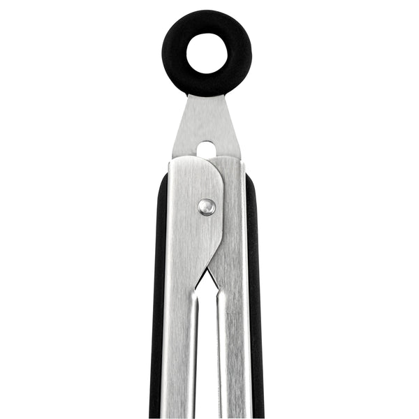 Restaurantware Met Lux Black Stainless Steel 2-Piece Kitchen Tong Set - Scalloped - 12" X 1 3/4" X 2" - 1 Count Box