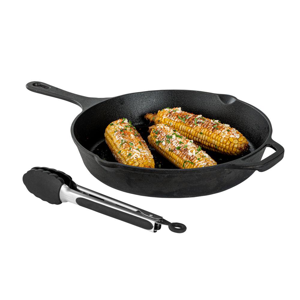 restaurantware Met Lux Black Stainless Steel Kitchen Tong - Scalloped - 9" x 1 1/2" x 1" - 1 count box