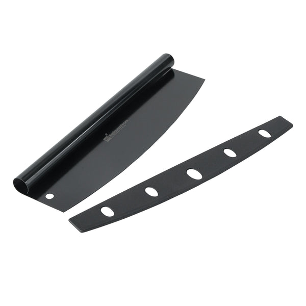 Restaurantware Met Lux Black Stainless Steel Pizza Cutter / Rocker - With Cover - 13 3/4" X 3 1/2" - 1 Count Box