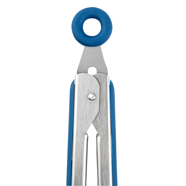 Restaurantware Met Lux Blue Stainless Steel 2-Piece Kitchen Tong Set - Scalloped - 12" X 1 3/4" X 2" - 1 Count Box
