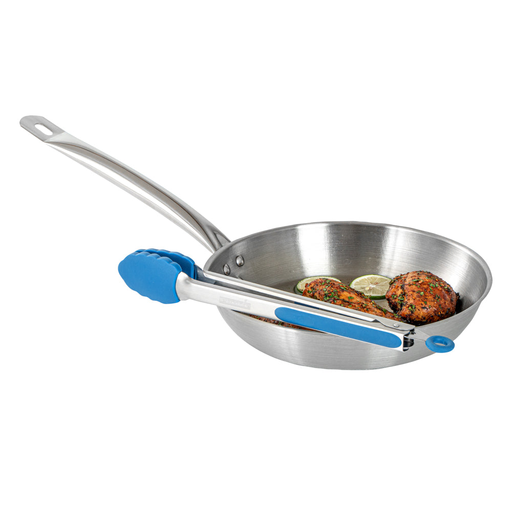 restaurantware Met Lux Blue Stainless Steel Kitchen Tong - Scalloped - 12" x 1 3/4" x 1" - 1 count box