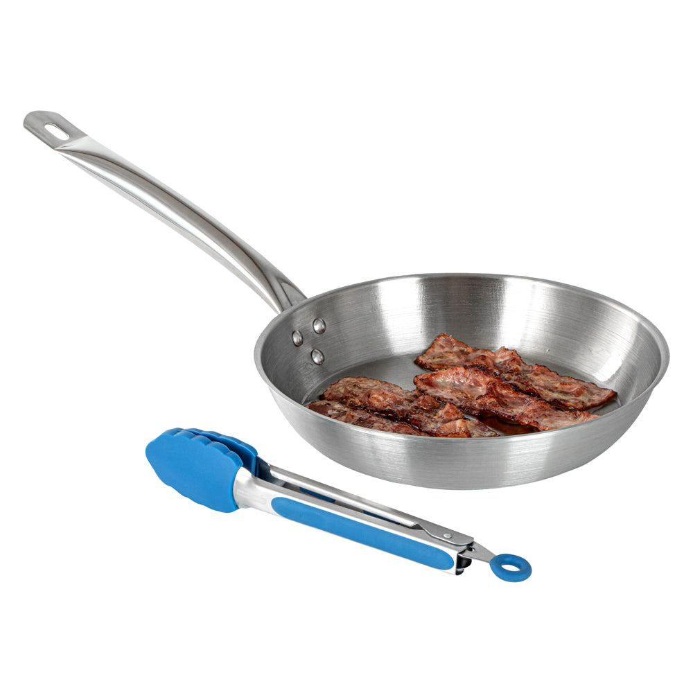 restaurantware Met Lux Blue Stainless Steel Kitchen Tong - Scalloped - 9" x 1 1/2" x 1" - 1 count box