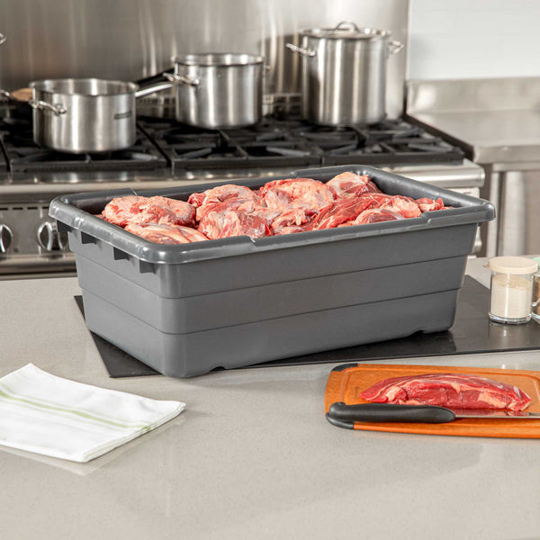 Restaurantware Met Lux Dark Gray Meat Lug / Tote Box - 25" X 16" X 8 3/4" - 10 Count Box