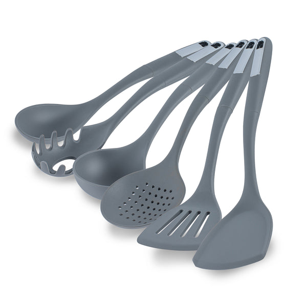 Restaurantware Met Lux Dark Gray Silicone Cooking Utensil Set - 6-Piece - 10 Count Box