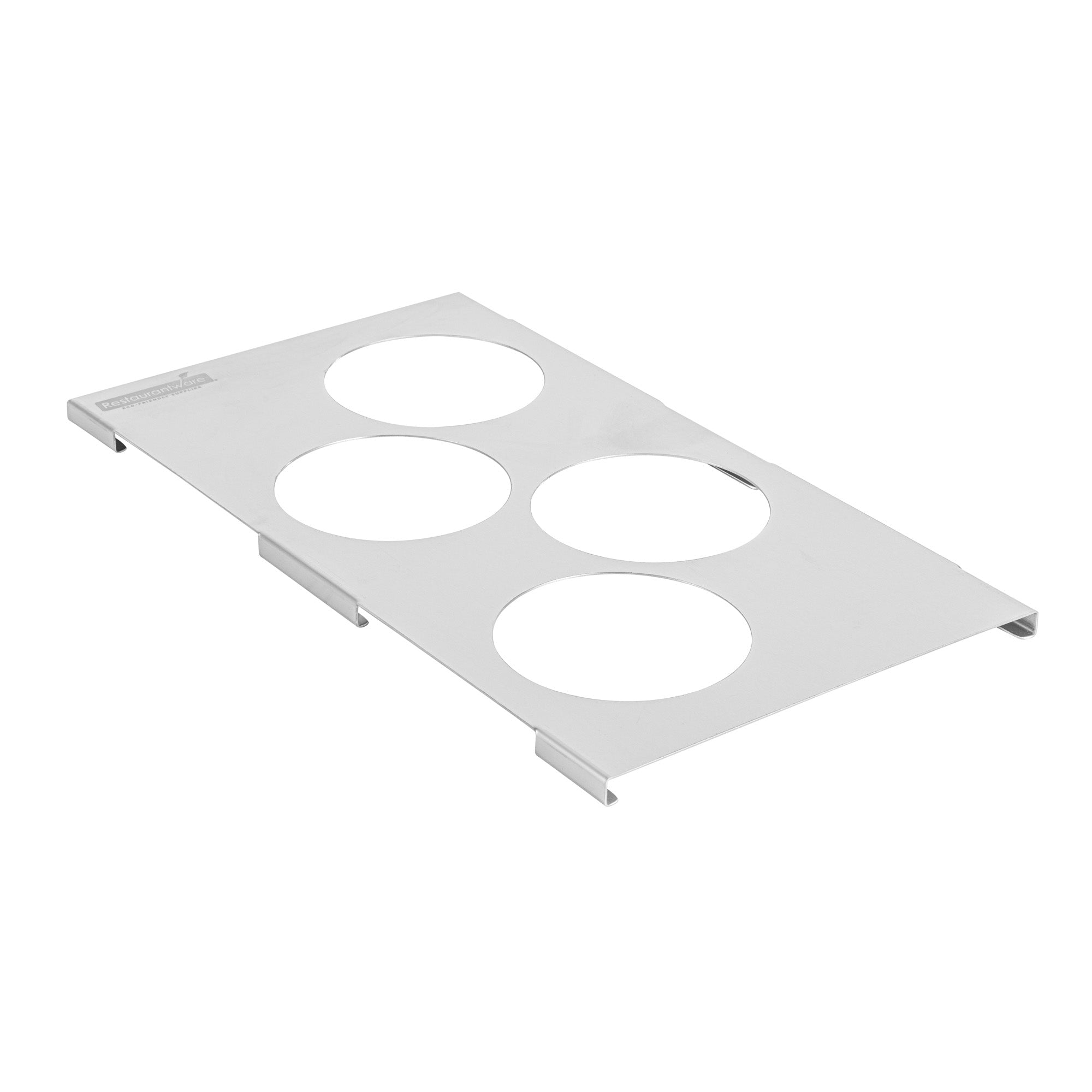 restaurantware Met Lux Four Hole Stainless Steel Squeeze Bottle Holder Top - Fits 1/3 Size Pans - 12 3/4" x 7" - 1 count box