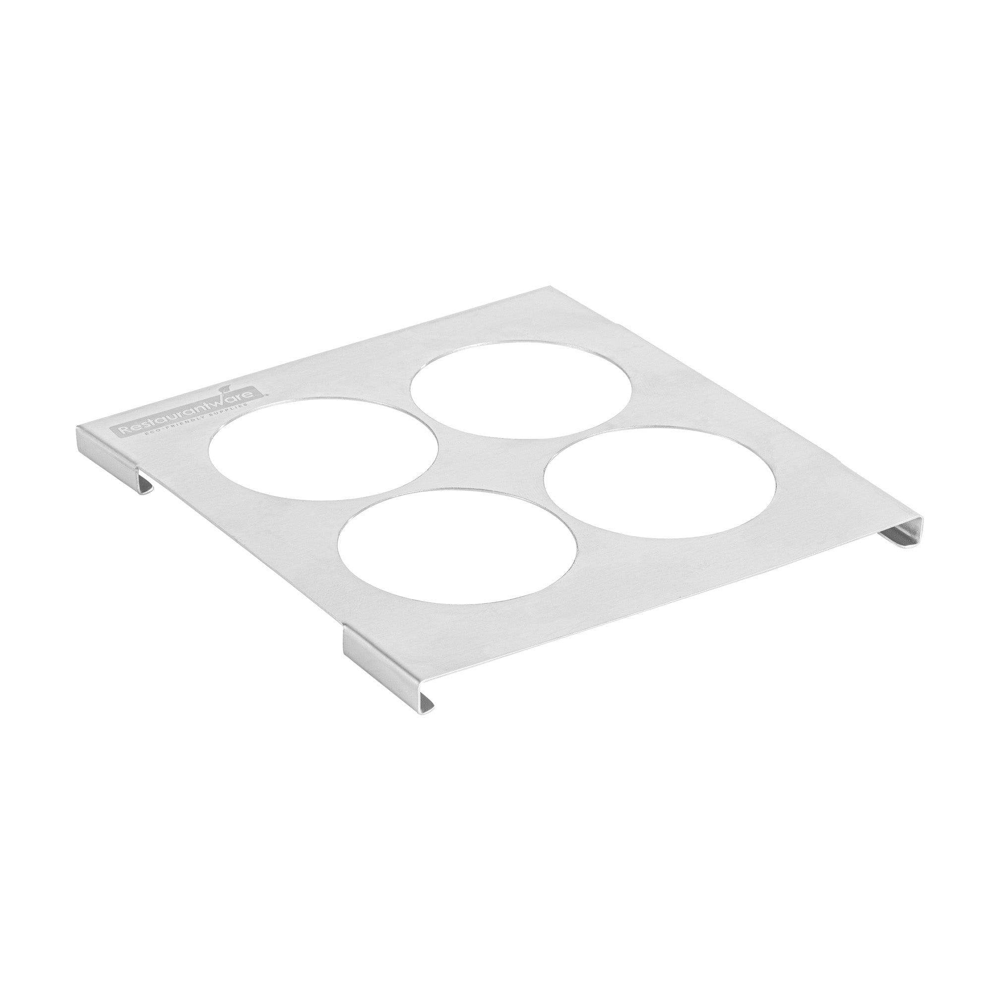 restaurantware Met Lux Four Hole Stainless Steel Squeeze Bottle Holder Top - Fits 1/6 Size Pans - 6 1/4" x 7" - 1 count box