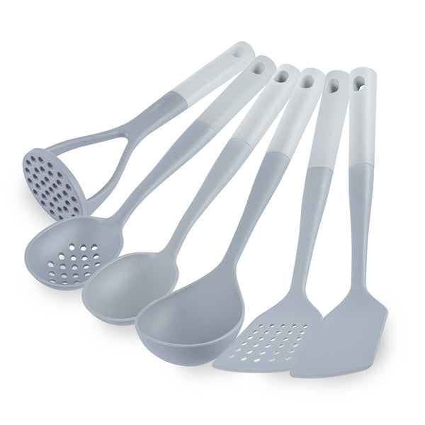 Restaurantware Met Lux Gray And White Nylon High Heat Cooking Utensil Set - 6-Piece - 10 Count Box